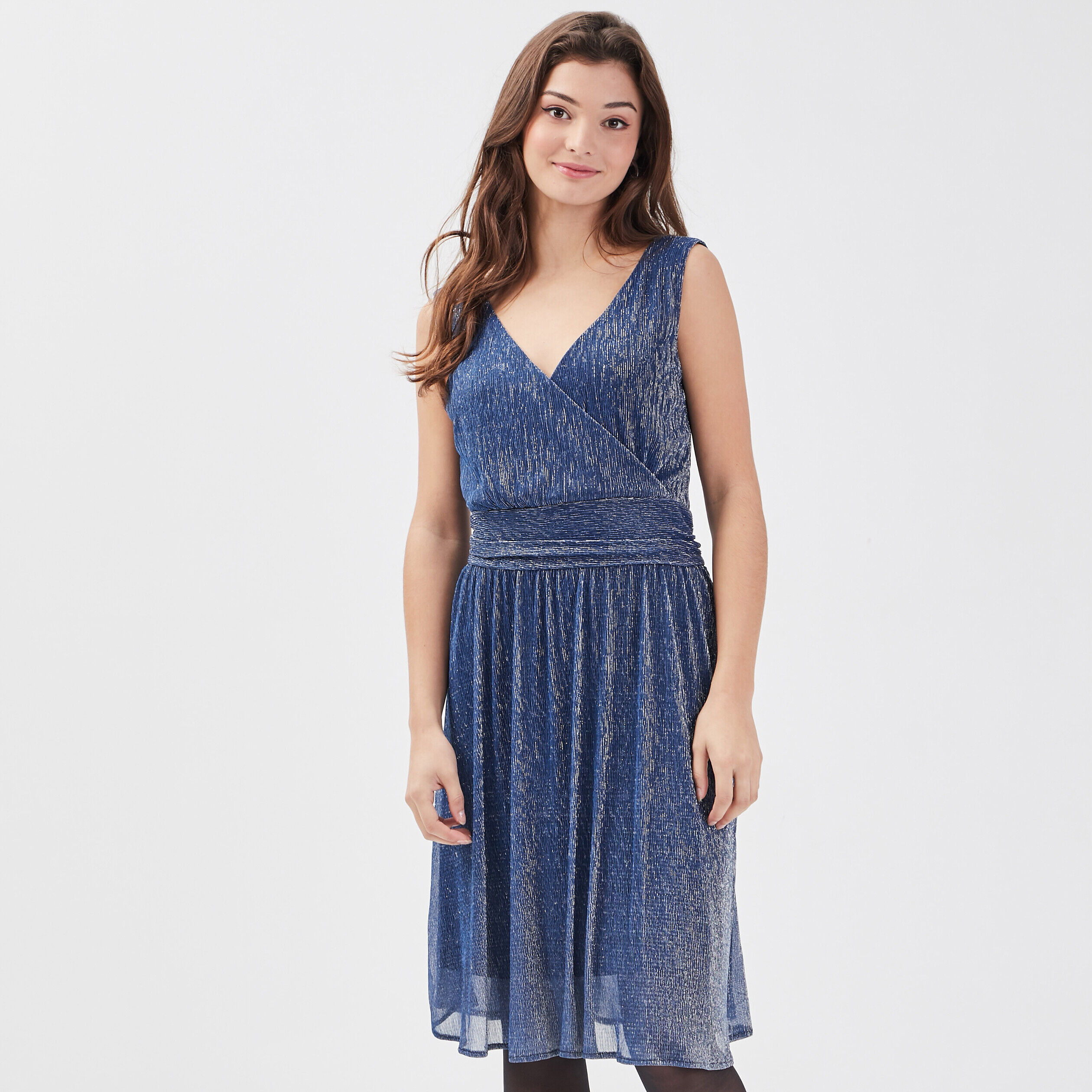 Robe évasée sans manches gris clair femme | Cache Cache