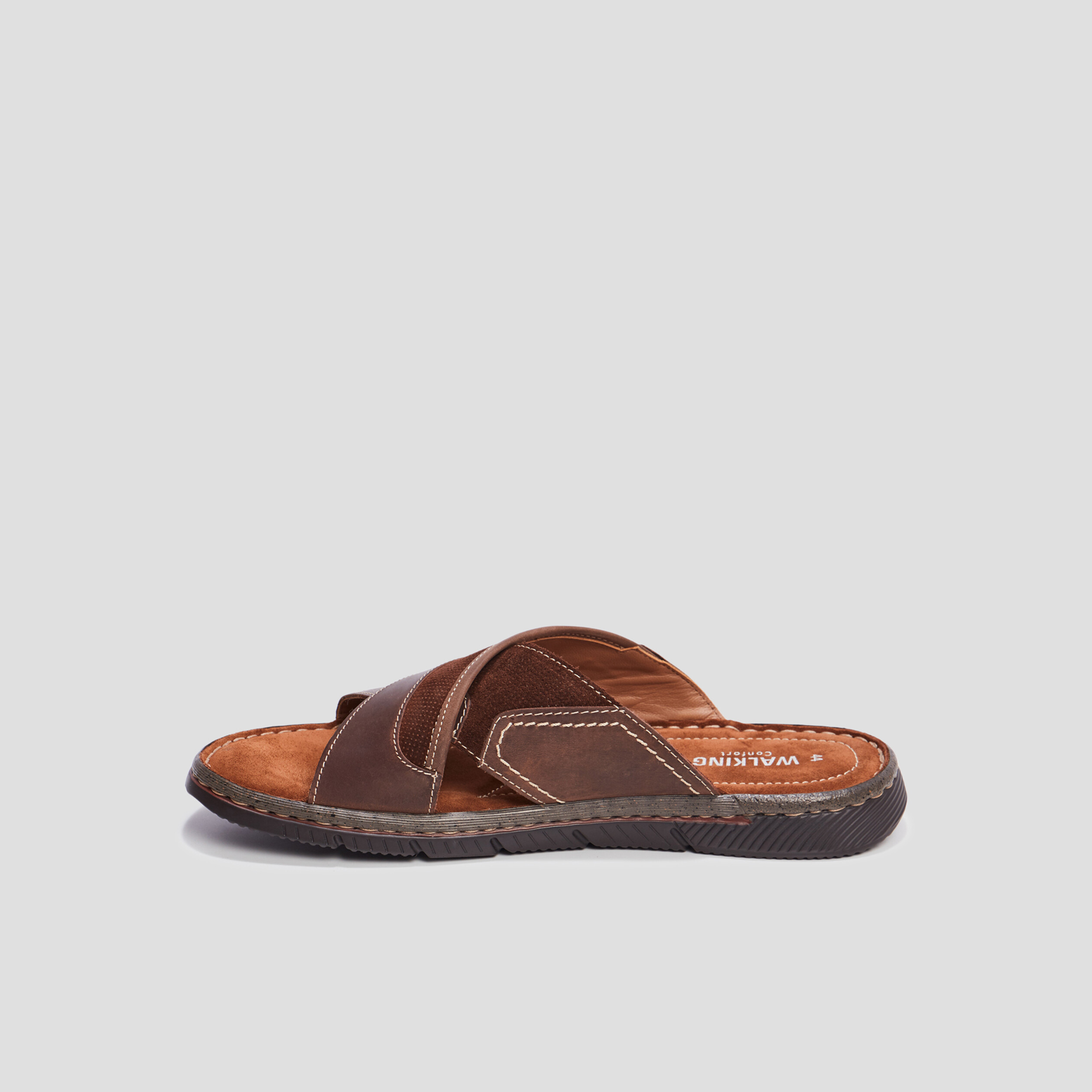 Mules en cuir Walking marron homme | La Halle