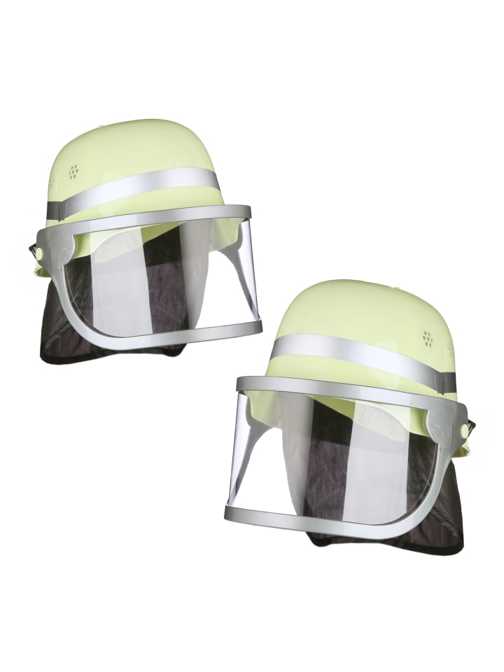relaxdays 2 x Feuerwehrhelm in Gelb - (B)22,5x (H)24,5 x (T)28 cm günstig kaufen onesize