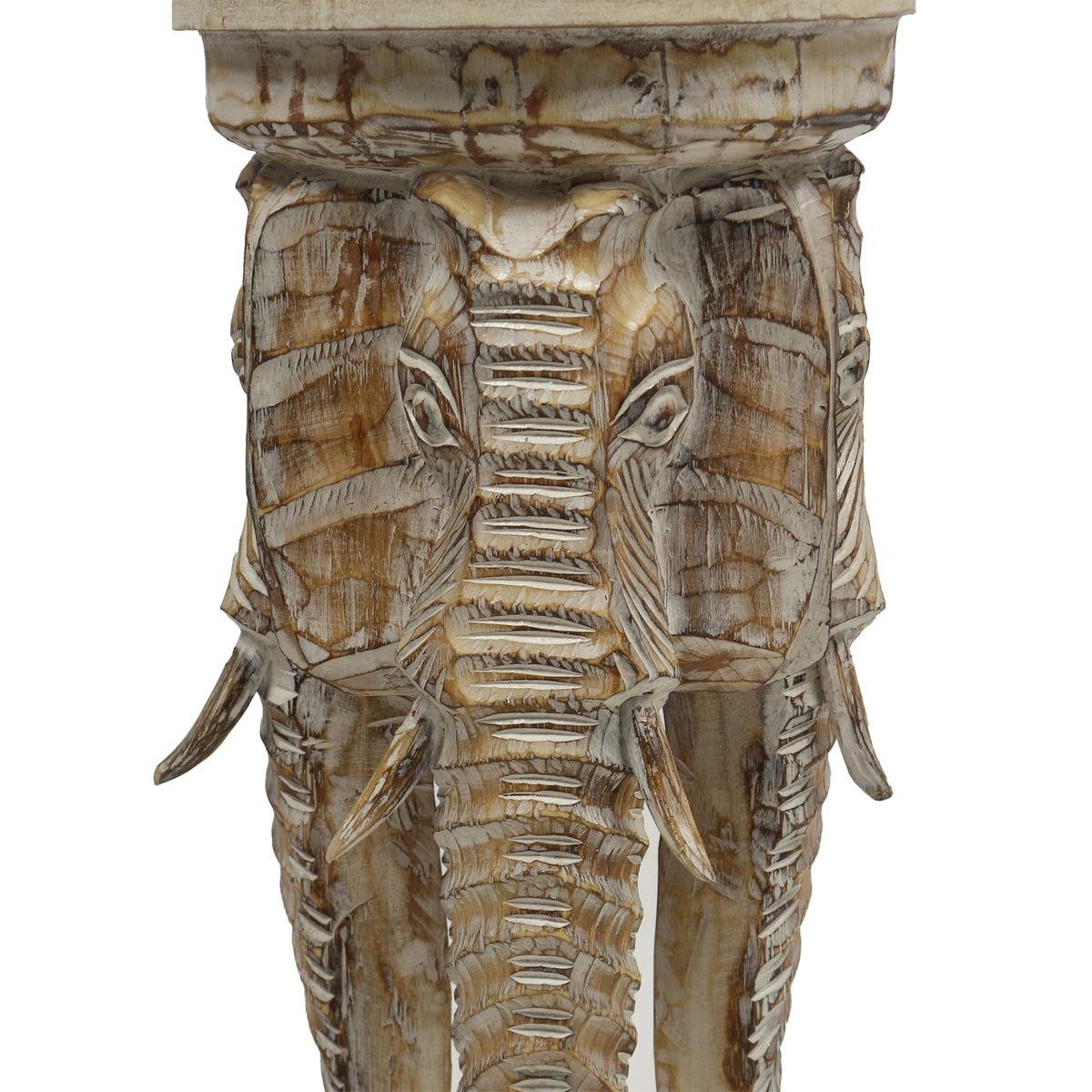 Oriental Galerie Blumenhocker Natur Rundhocker Elefant 60 cm (1 St), Handarbeit