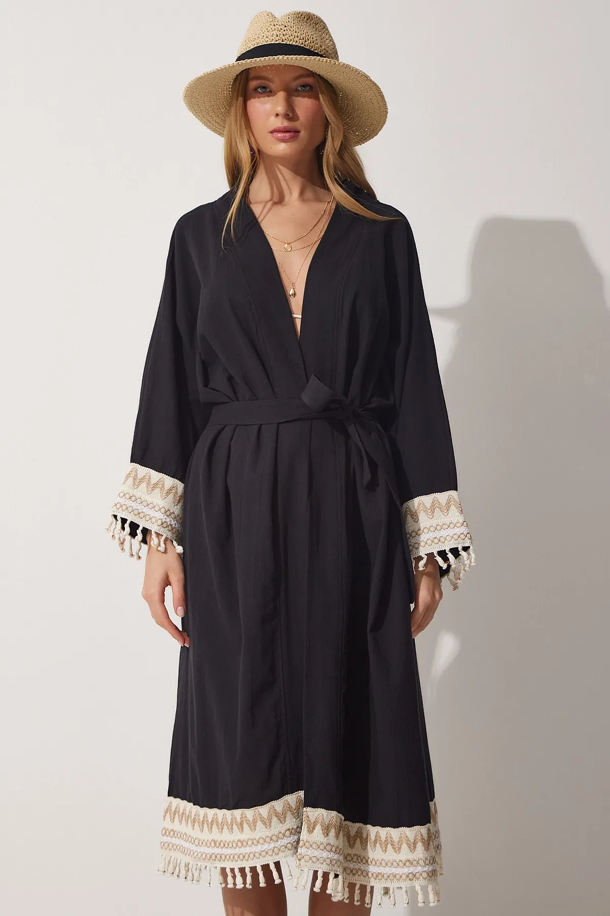 Happiness İstanbul  Kimono & Kaftan - Schwarz - Regular Fit