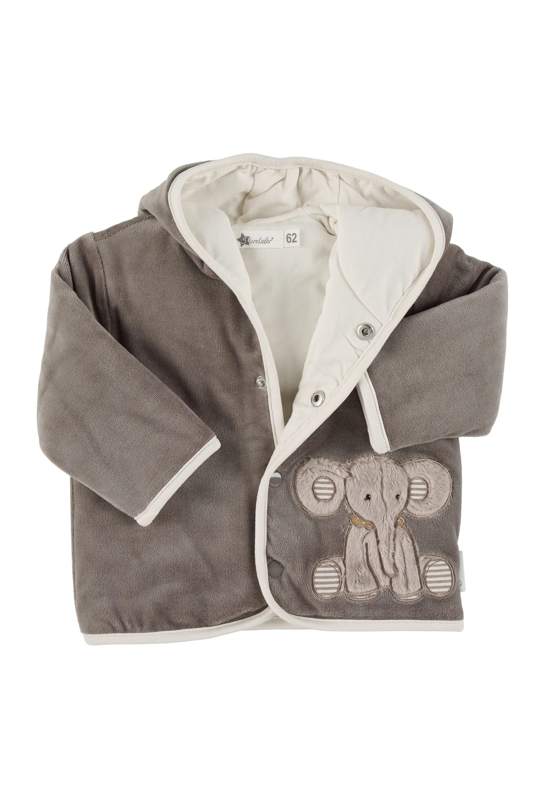 Kapuzen-Jacke aus Nicki, Motiv Elefant Eddy, Grau