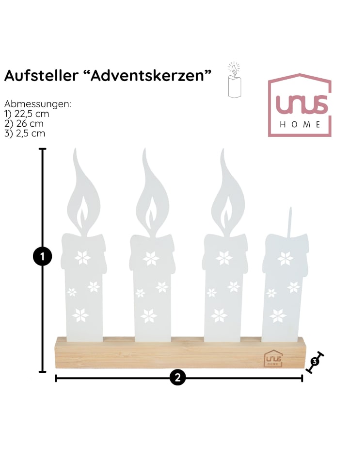 UNUS Adventskerzen-Aufsteller im Rostdesign in Weiß günstig kaufen onesize