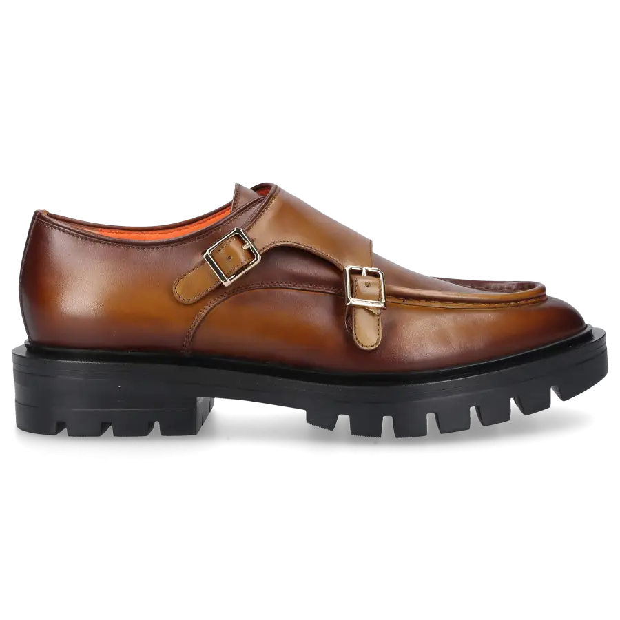 Santoni - Monk Schuhe 59605 Kalbsleder - braun