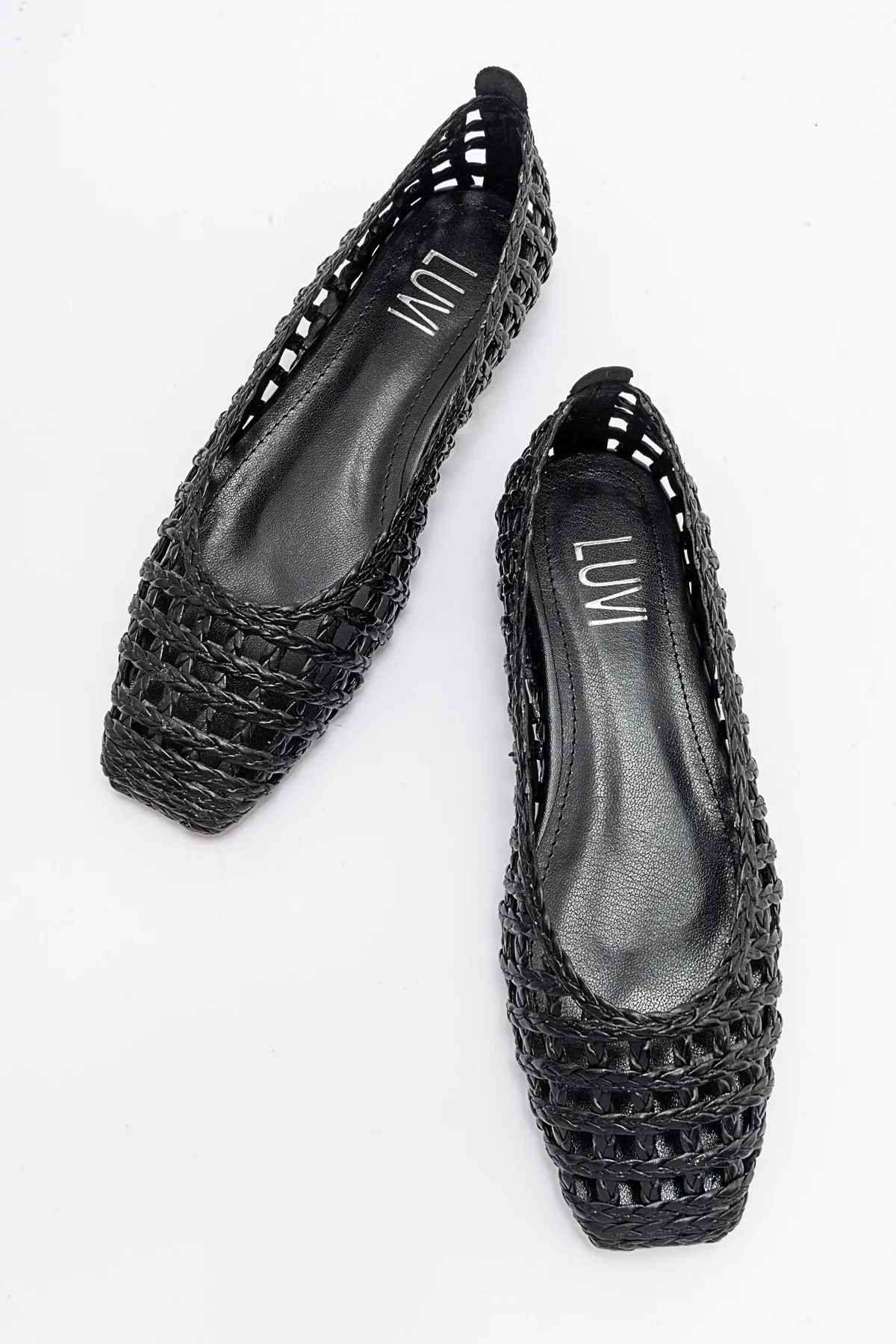 LuviShoes  ARCOLA Schwarze gestrickte gemusterte Damen-Ballerinas