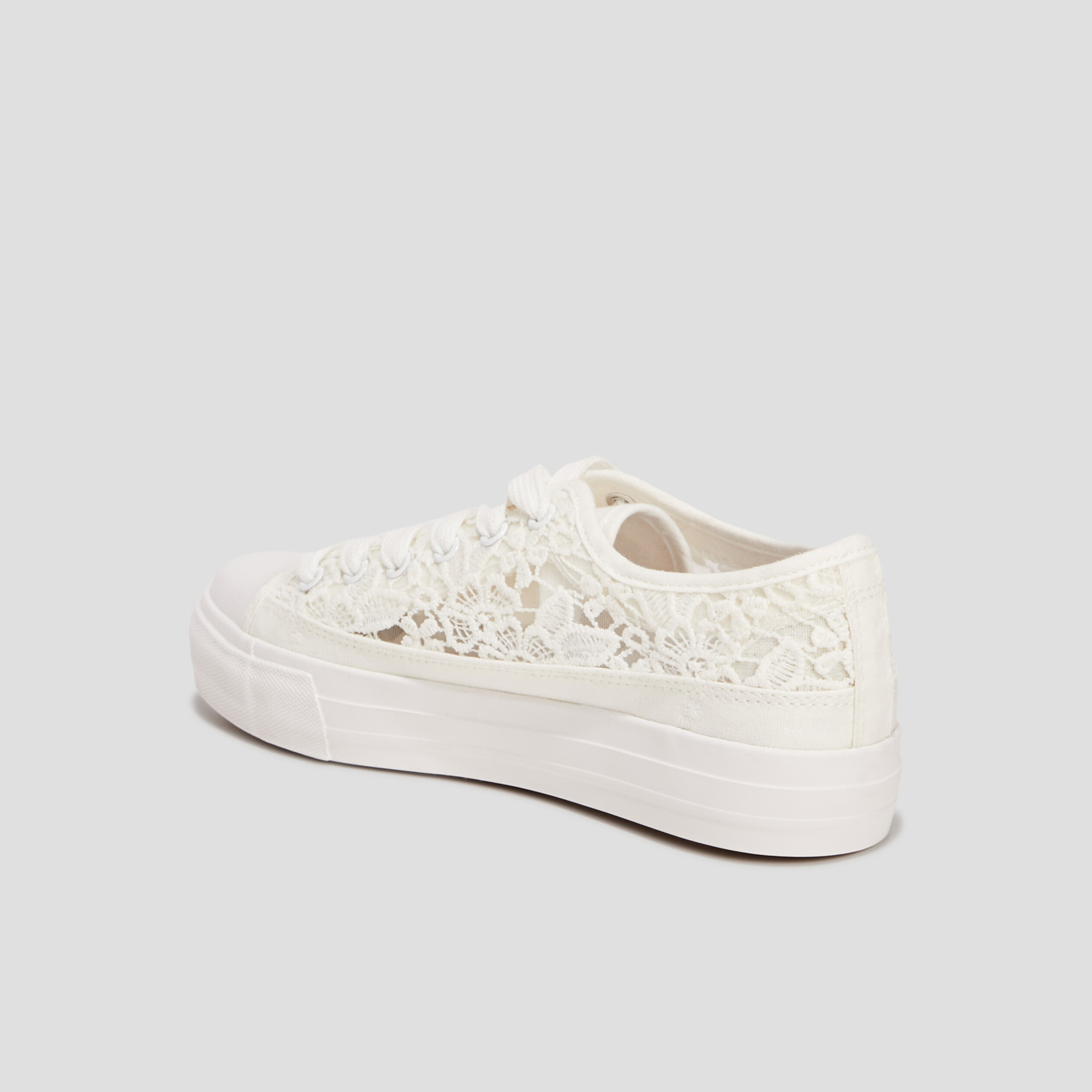 Tennis en toile avec guipure Liberto blanc femme | La Halle