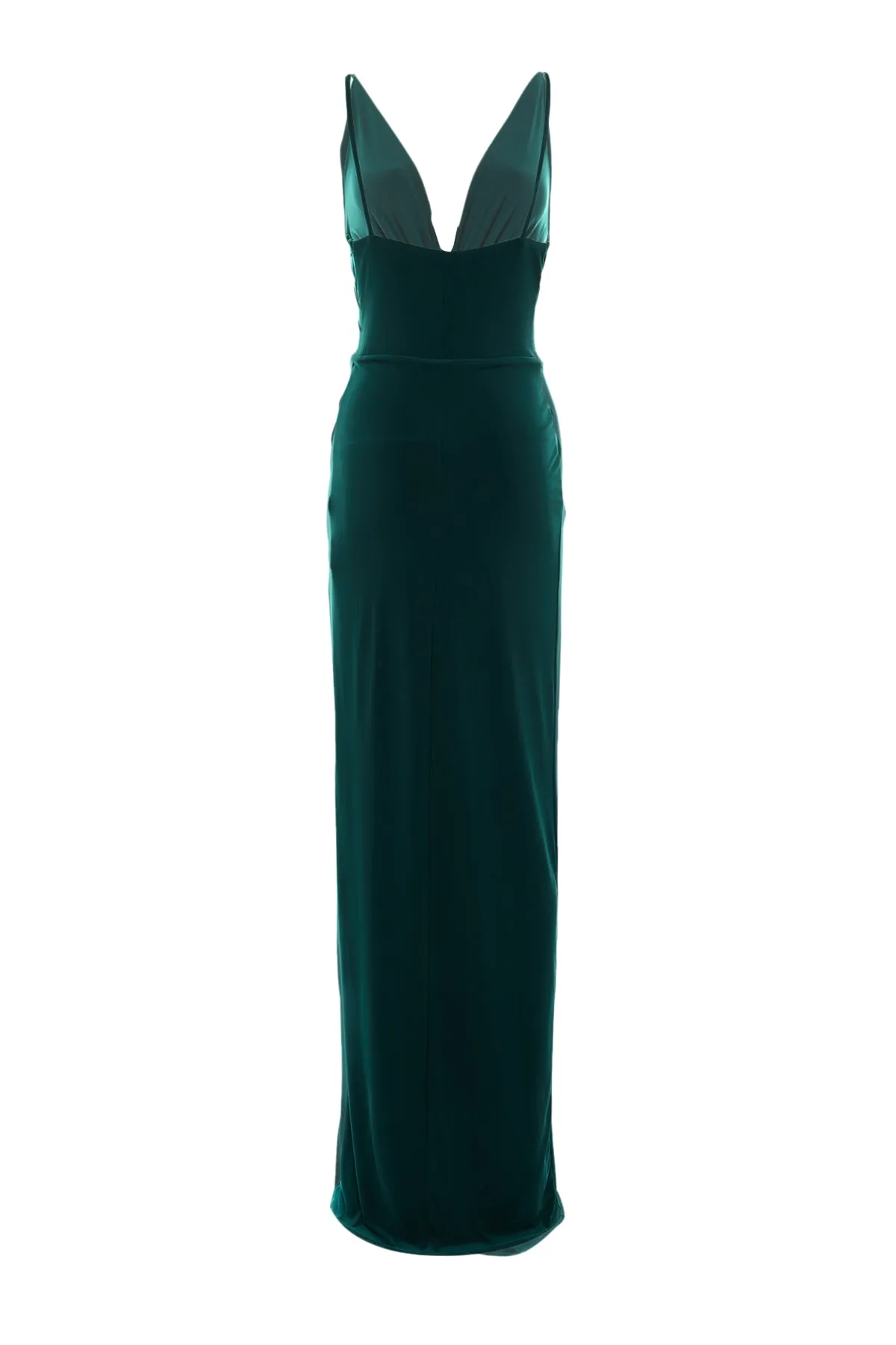 Trendyol Collection  Smaragdgrünes gefüttertes langes Abendkleid aus Strick TPRSS19UT0099
