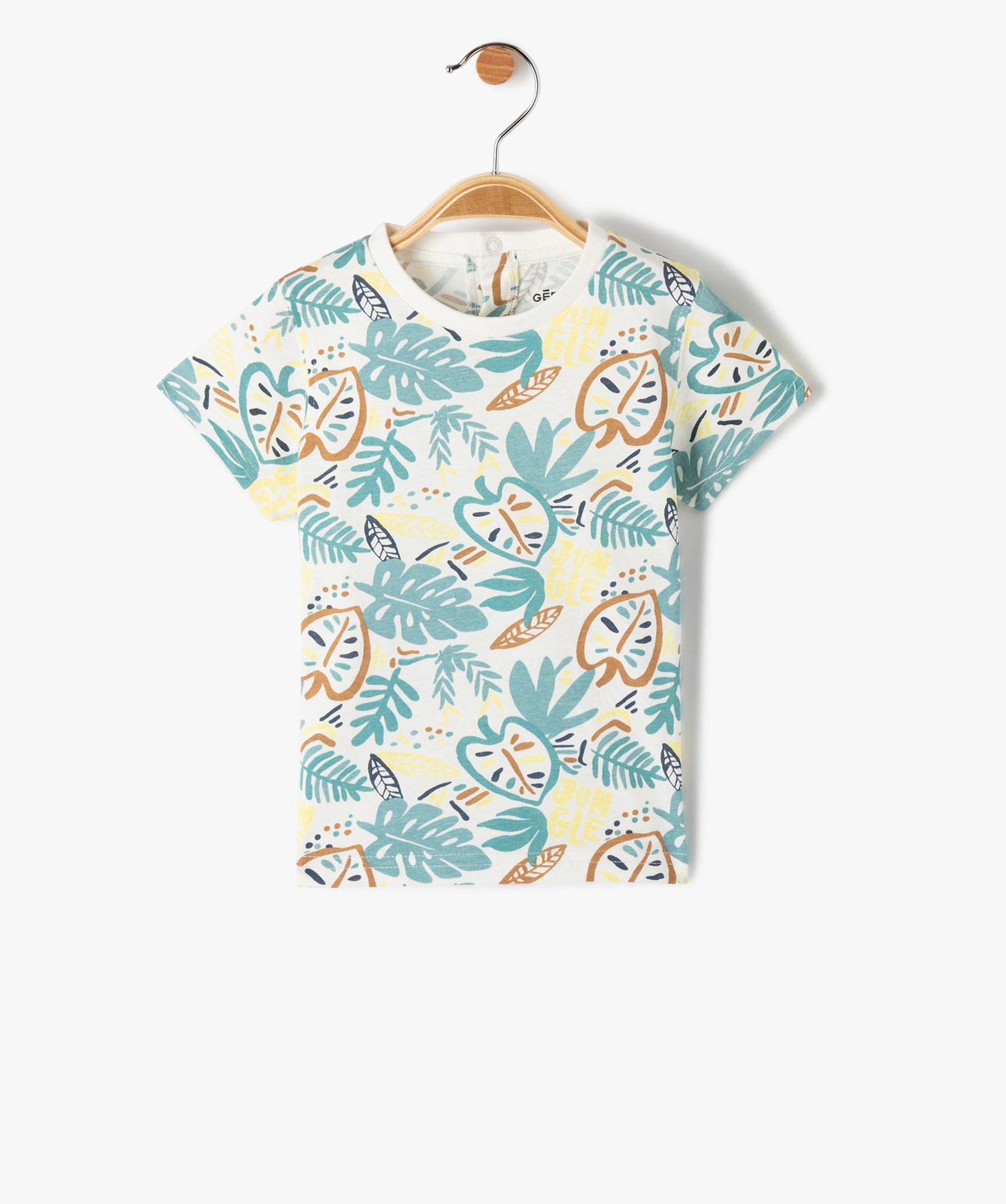 Tee-shirt bébé Garçon à manches courtes imprimé feuillages ecru | GEMO