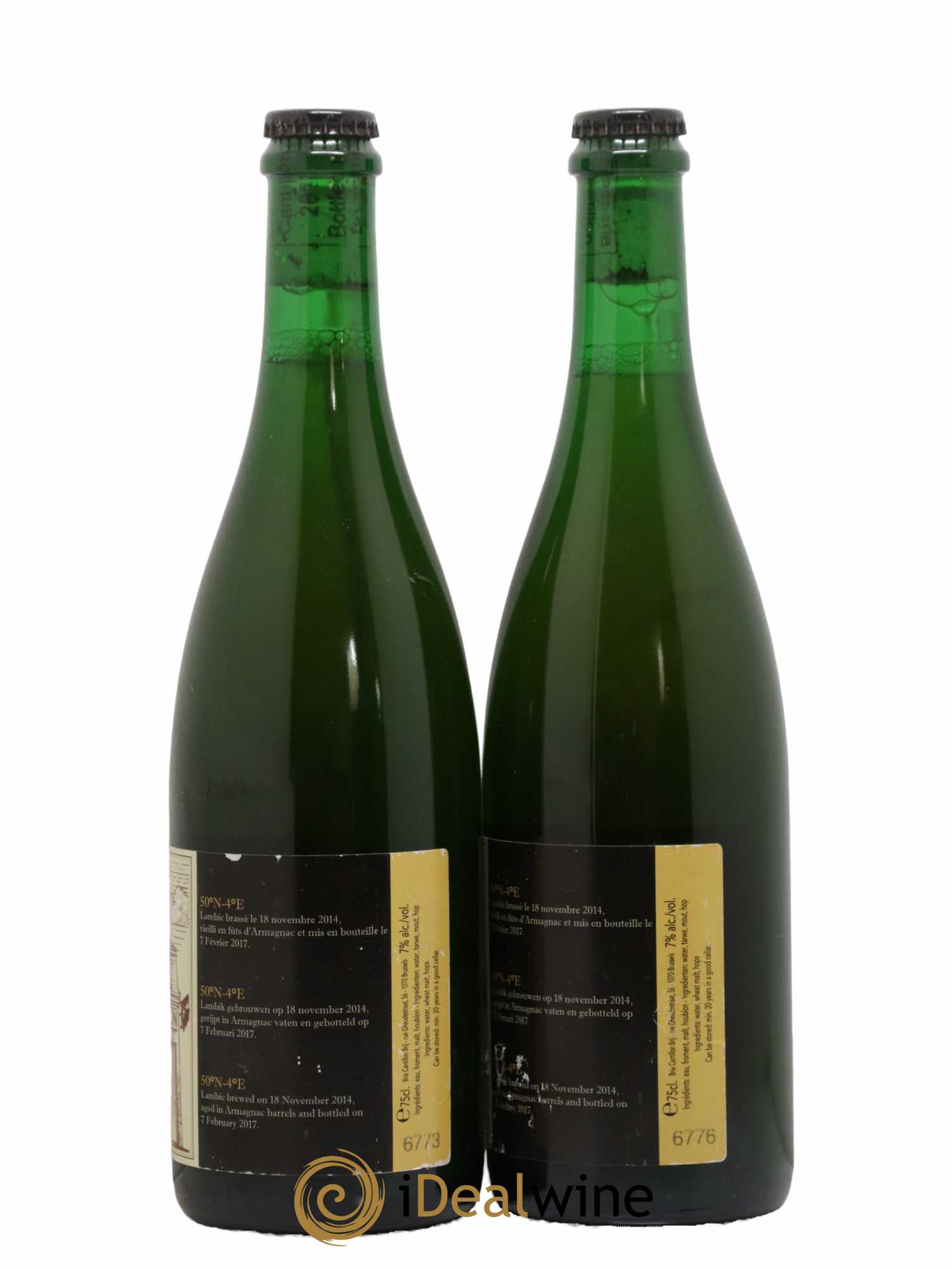 Alcools divers Bière Cantillon 50 degrés Nord 4 degrés Est 2017 - Lot de 2 Bouteilles