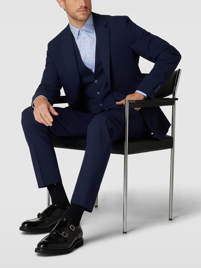 Slim Fit 2-Knopf-Sakko mit Pattentaschen in marineblau