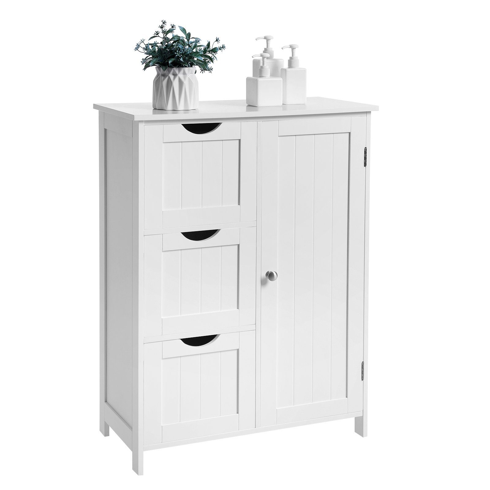 VASAGLE Badkommode Badezimmerschrank, 60 x 30 x 81/80 cm, 3 Schubladen