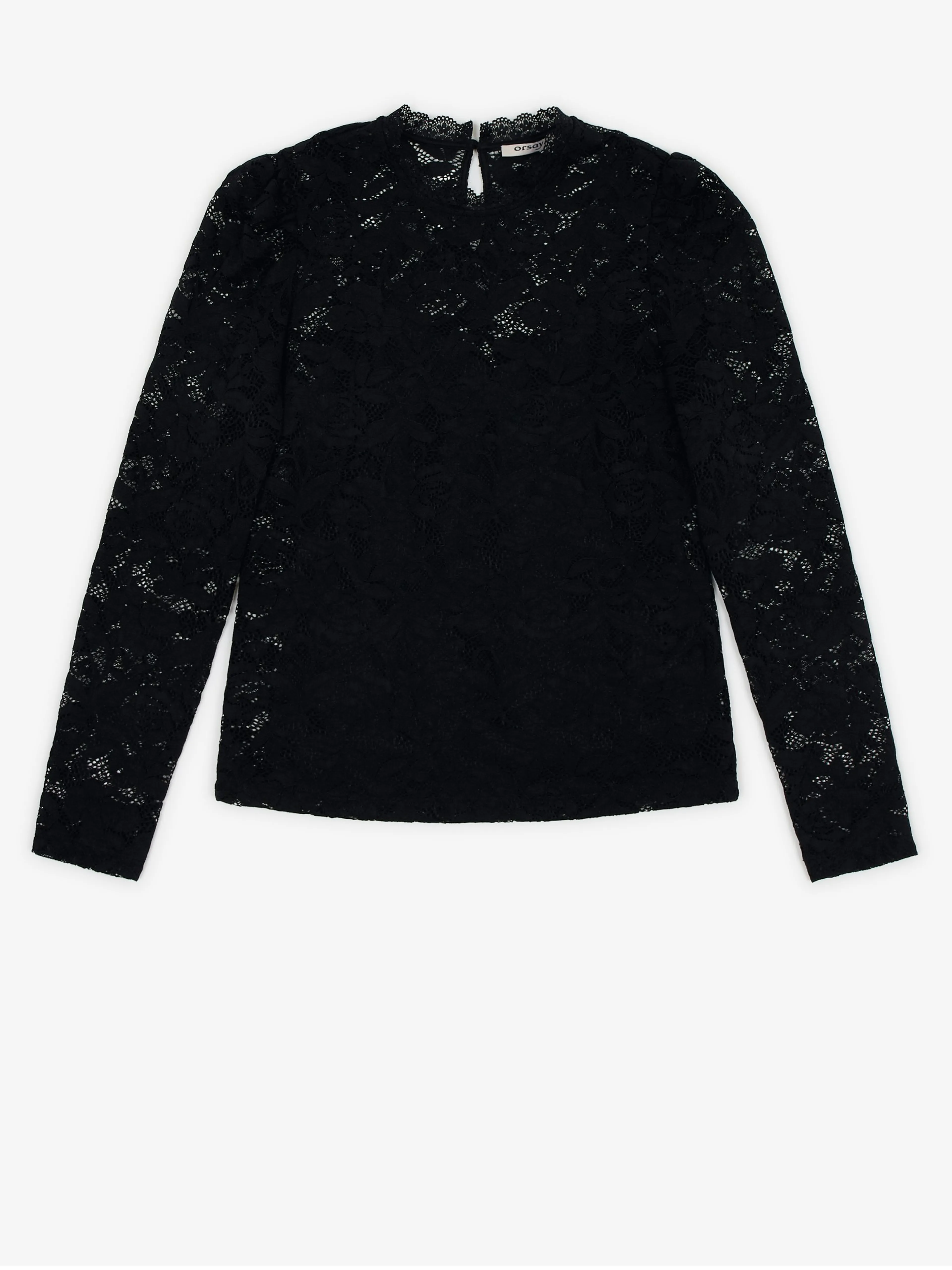 Schwarzes Damen T-Shirt mit Spitze ORSAY