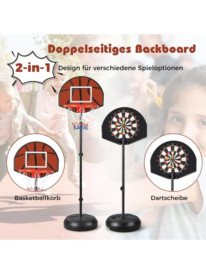 COSTWAY 2 in 1 Kinder Basketballständer mit Dartscheibe in Schwarz günstig kaufen onesize