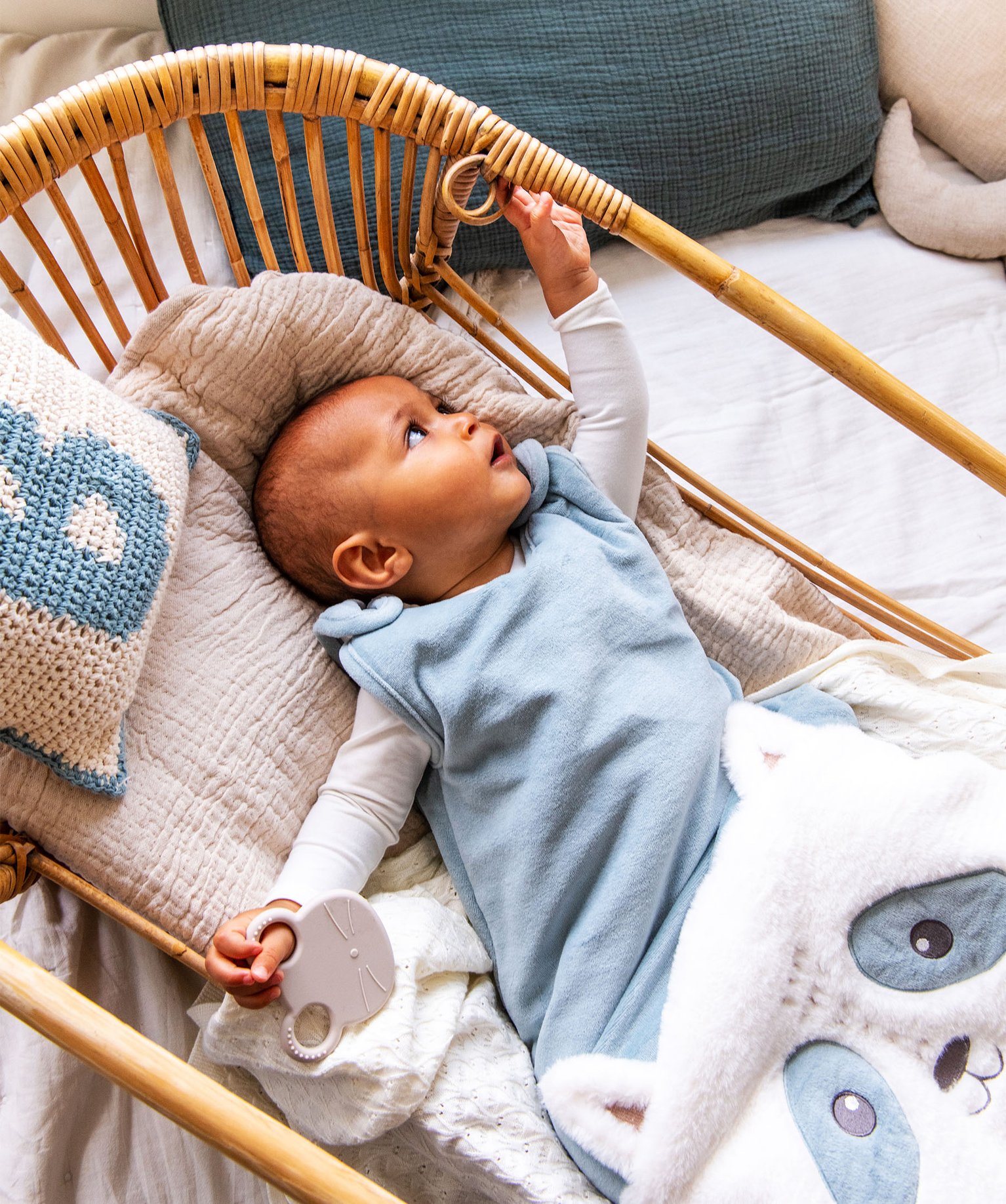 Gigoteuse hiver en velours avec motif panda TOG 3,5 bleu | GEMO