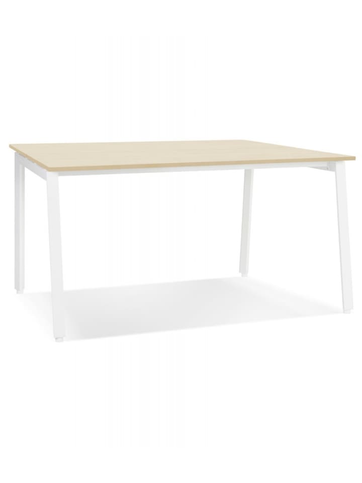 KADIMA DESIGN Besprechungstisch Quadratisch Holz Metall | Modernes Design in Beige-Weiß günstig kaufen