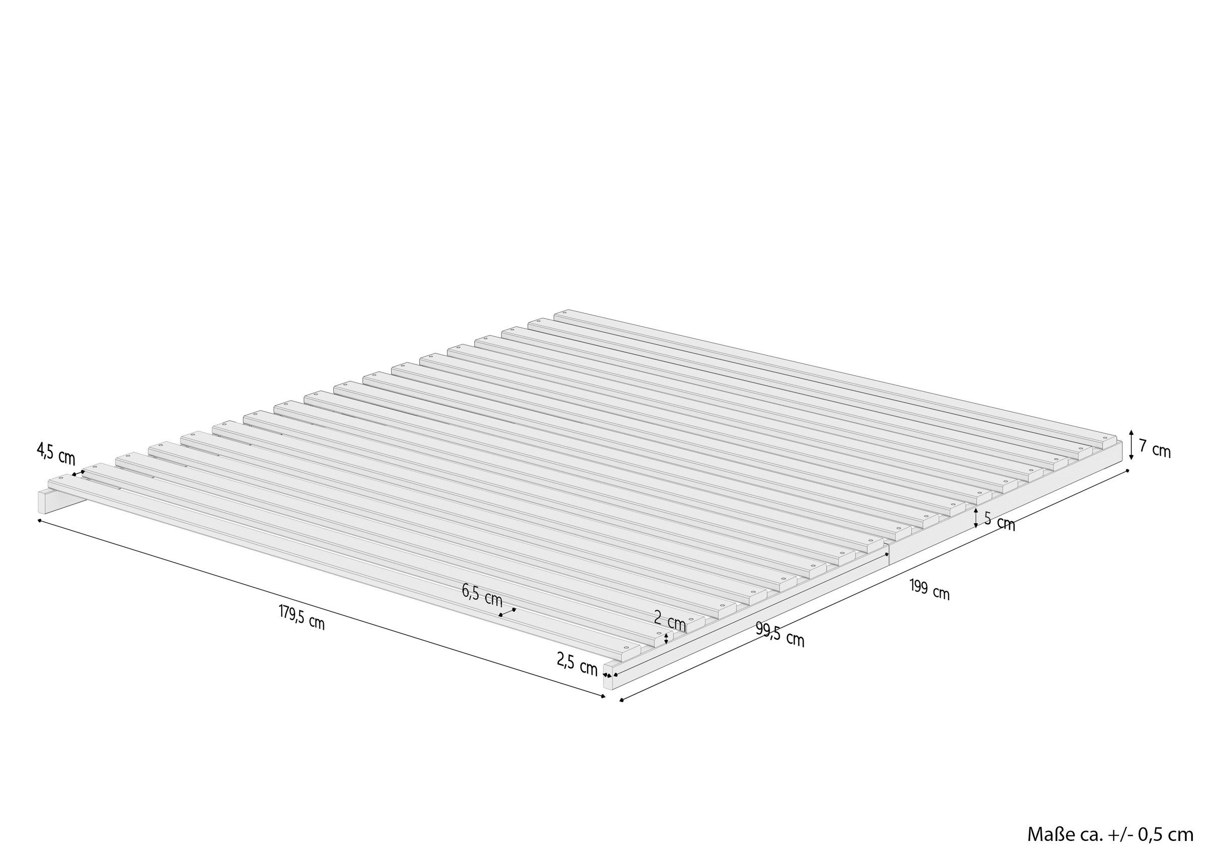 Rollrost Lattenrost völlig metallfrei Stecksystem 180x200, ERST-HOLZ