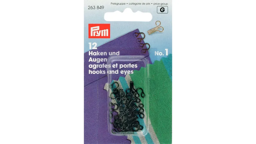 Prym Federhaken und -augen Messing Gr. 1 schwarz