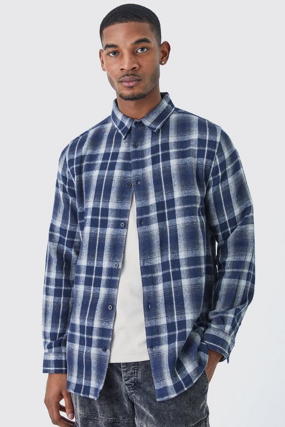 Tall langärmliges kariertes Overshirt