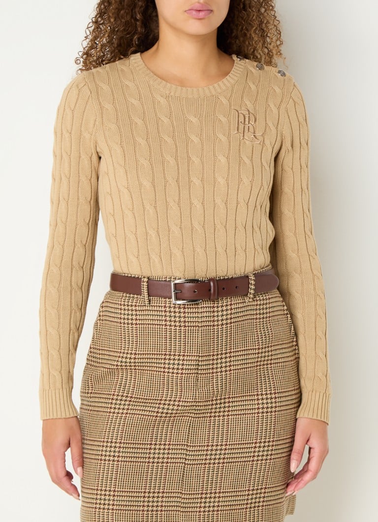 Ralph Lauren megztinis su kabeliu, siuvinėtu logotipu ir dekoratyvinėmis sagomis