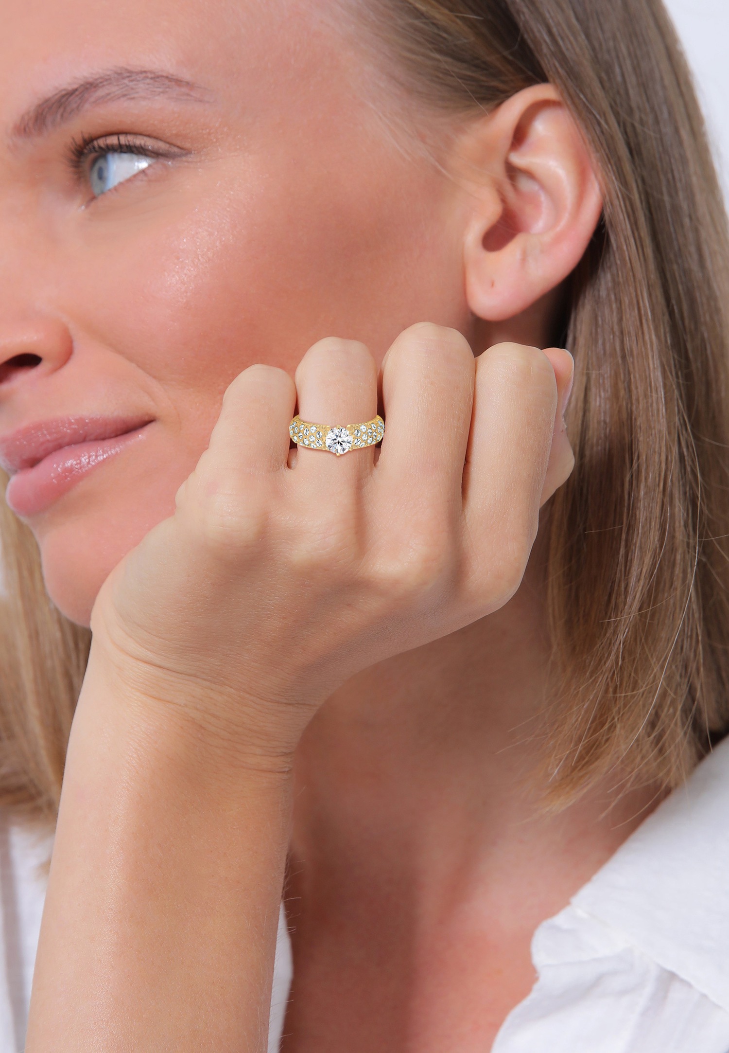 Anello di fidanzamento Elli PREMIUM con cristalli in argento sterling 925