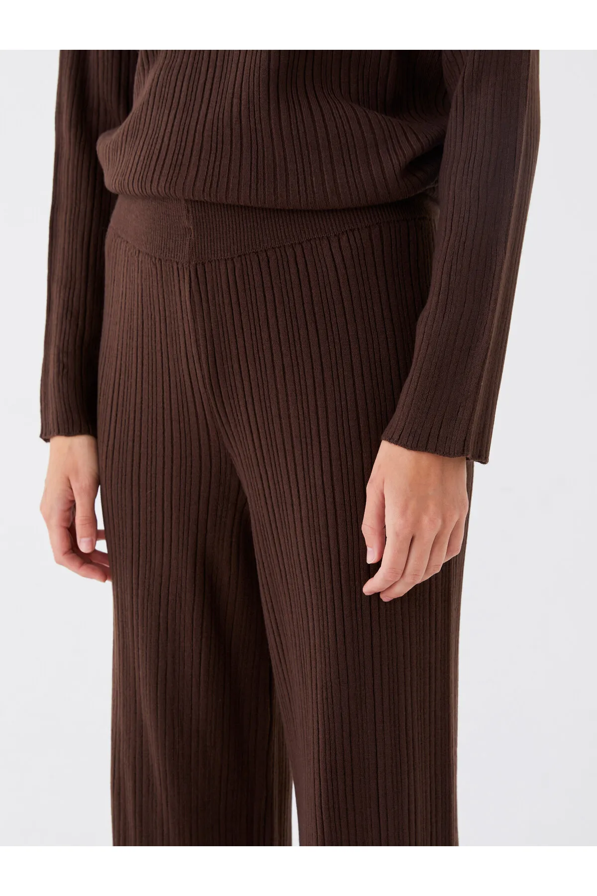 LC Waikiki  Einfarbige Strickhose für Damen mit elastischem Bund