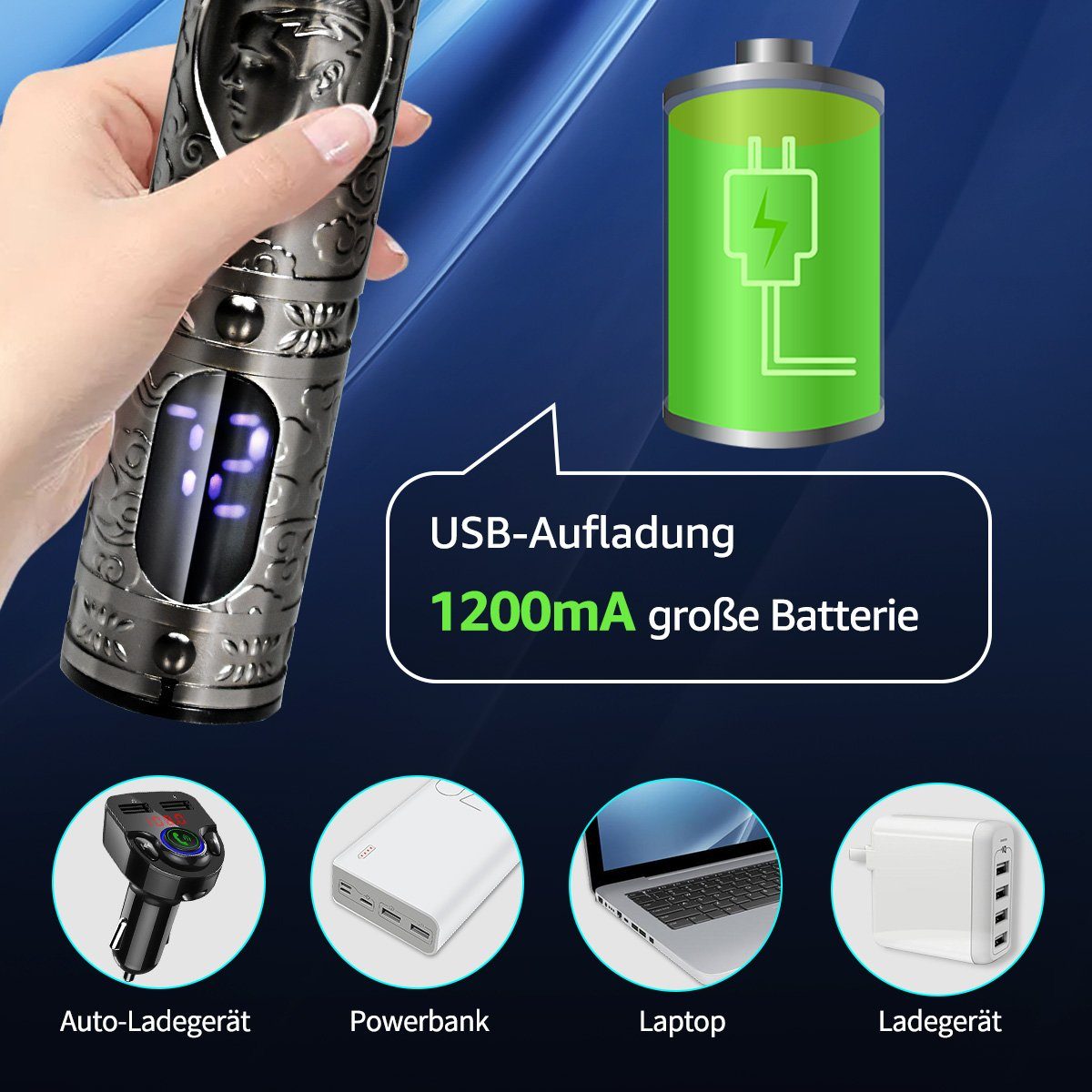 7Magic Haar- und Bartschneider Profi Haarschneidemaschine, LCD Display, 1200mAh, Elektrischer Haarschneider Haircut