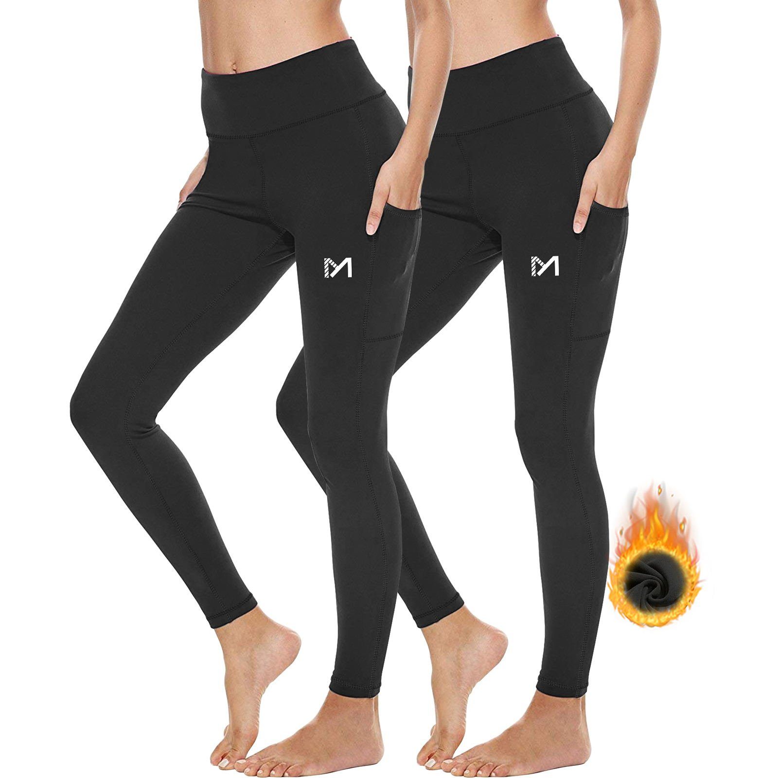 MEETYOO Funktionshose Damen Funktionshose Base Layer Sport Leggings (Trainingshosen Outdoorhosen Thermoleggings, Winter Sport, Yoga, Running, Hose) Push Up