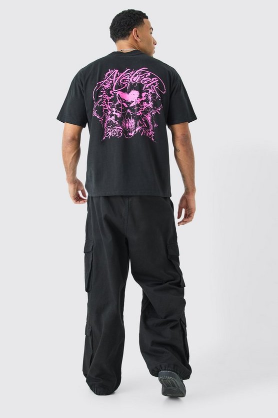 Oversize T-Shirt mit Totenkopf-Print