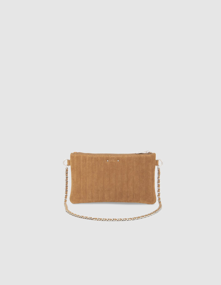 La pochette 111 en cuir de vachette velours sable femme