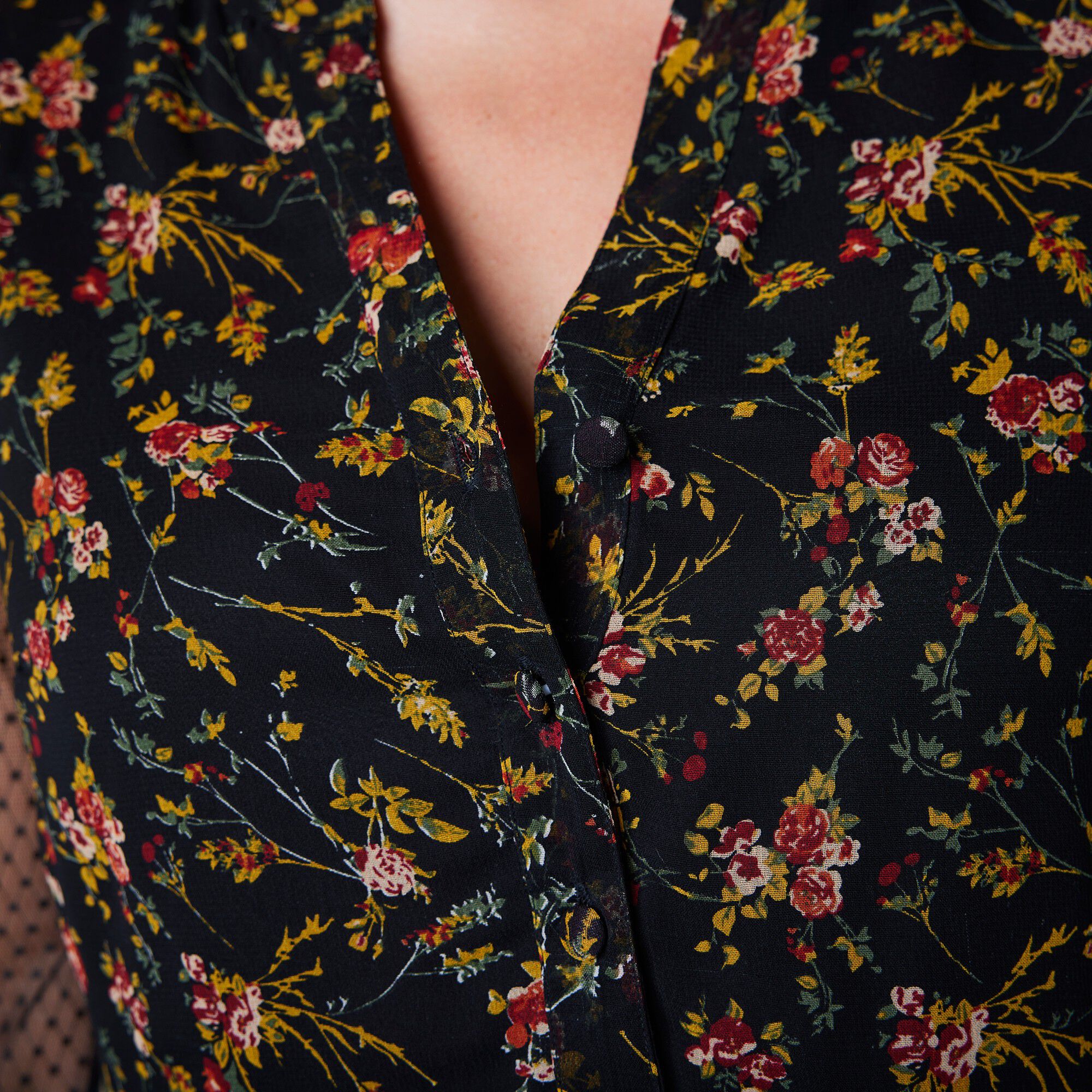 Robe dentelle manches 3/4 imprimée
