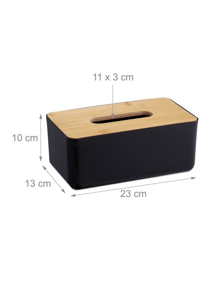 relaxdays Taschentuchbox in Schwarz/Natur günstig kaufen onesize