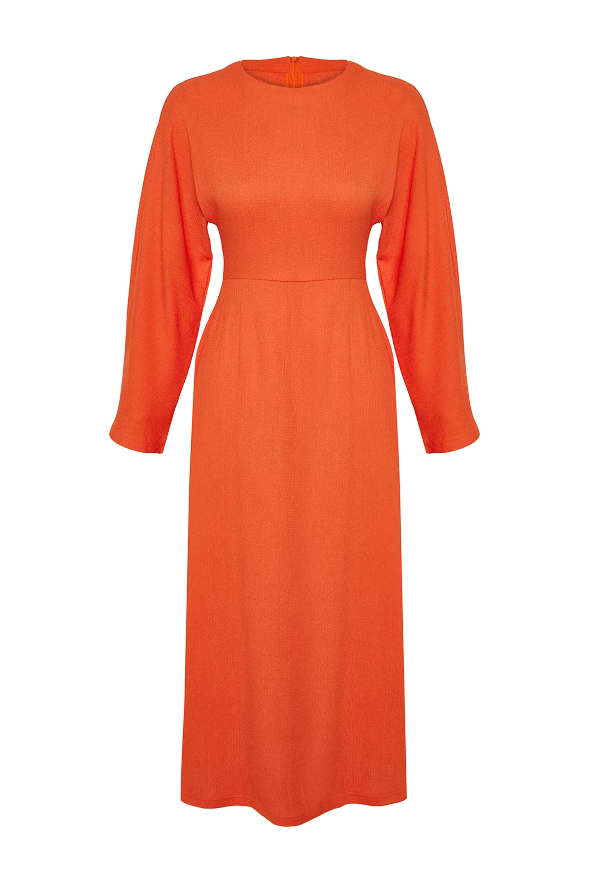 Trendyol Modest  Orangefarbenes Strickkleid mit spanischen Ärmeln TCTSS23EB00210