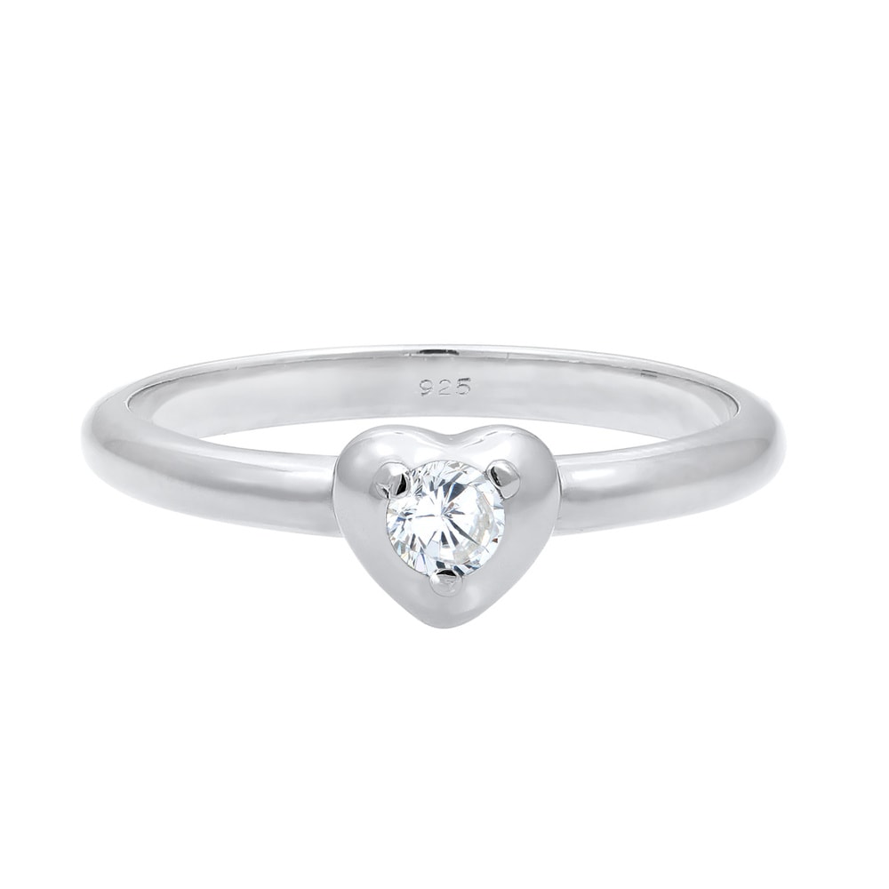 Elli Elli Bague Coeur avec des Cristaux de Zircone Minimal Bague Femme - (925/1000) Ar Bague
