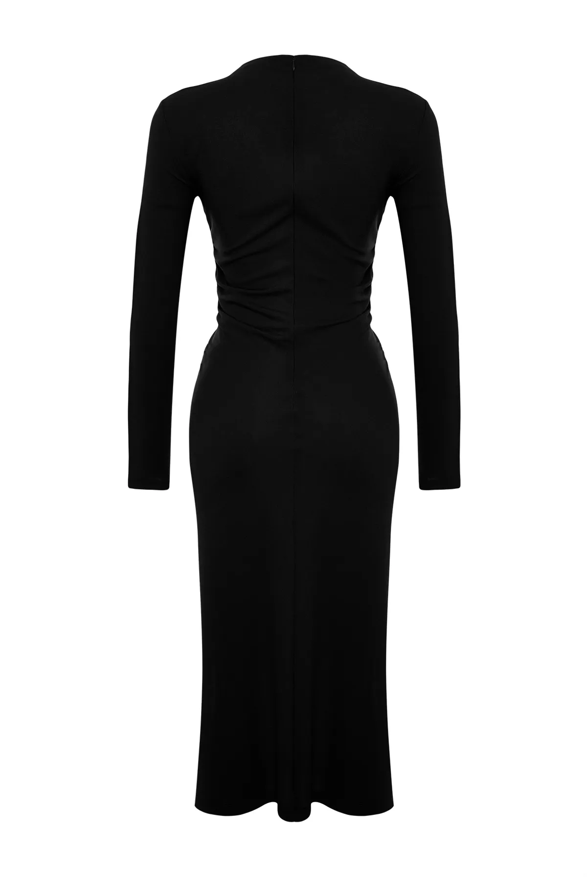 Trendyol Collection  Limitiertes schwarzes Kreppkleid mit Fensterausschnitt und Ausschnitten TPRAW24EL00191
