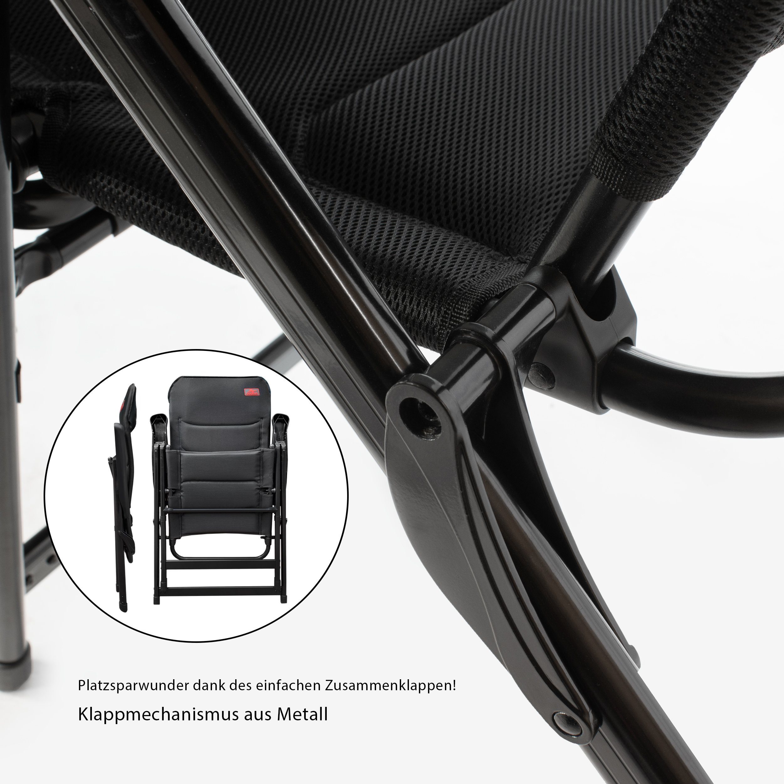 osoltus Campingstuhl osoltus Alu Camping Klappsessel Hochlehner 3D Soft Touch Black Magic