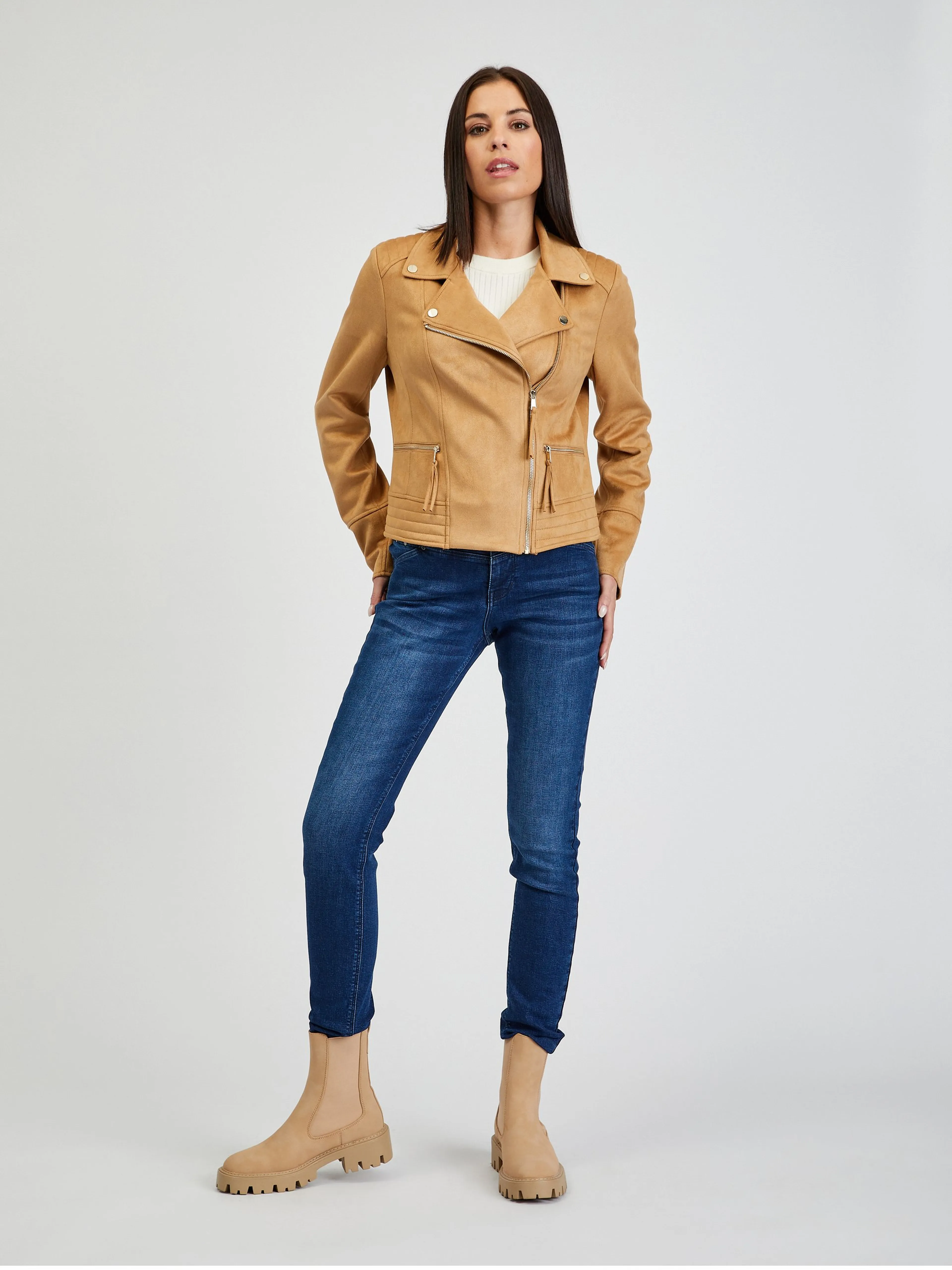 Tina hellbrauner Damen-Parka in Wildlederoptik ORSAY
