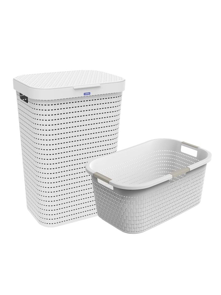 Rotho Country Wäscheset 2tlg. 55l, 40l, Kunststoff (PP) BPA-frei in Weiß günstig kaufen onesize