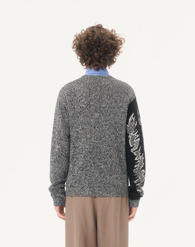 Valentino bomulds- og Mouliné-uldtrøje med panterjacquard