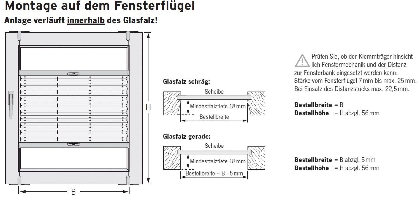 Plissee One Size Style Crepe, sunlines, blickdicht, ohne Bohren, verspannt, Klemmfix, Zubehörfarbe grau, zum Klemmen