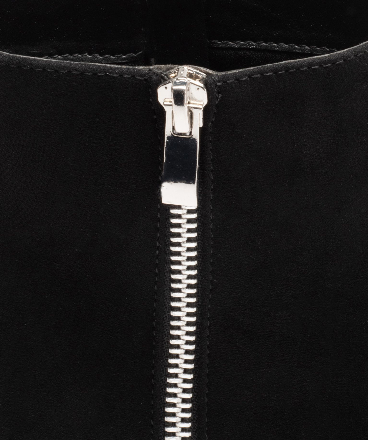 Boots femme à talon carré en suédine unie et zip décoratif noir | GEMO