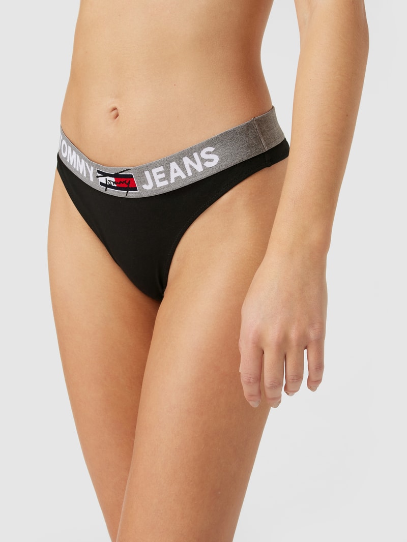 String mit Logo-Bund in schwarz