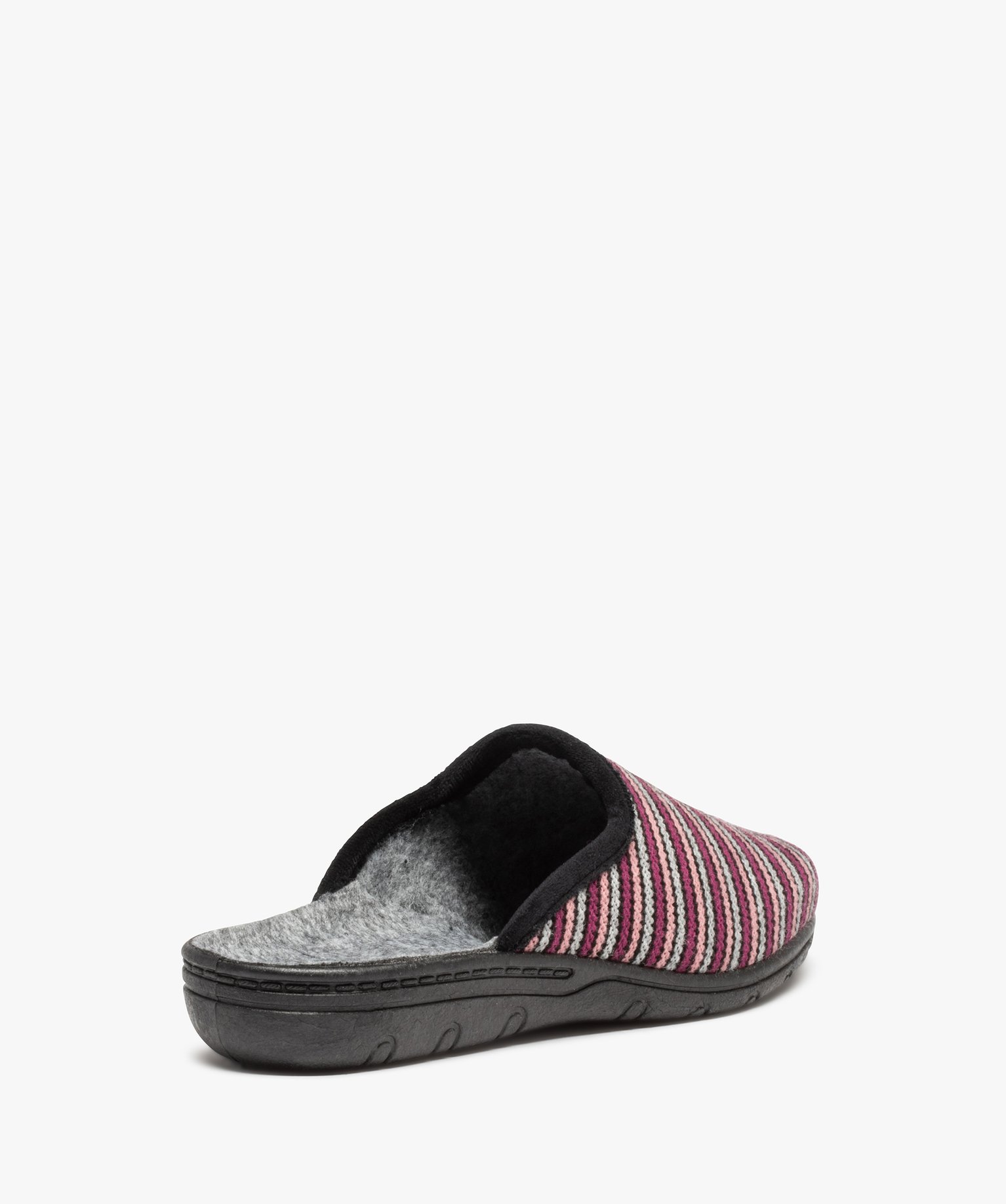 Chaussons femme mules confort dessus tissé gris | GEMO