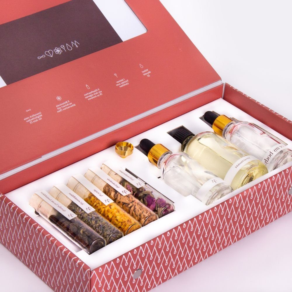 Craftly Pflege-Geschenkbox MUY Beauty Körperöl Infusion Set I Körper-, Haarpflege- & Badeöl