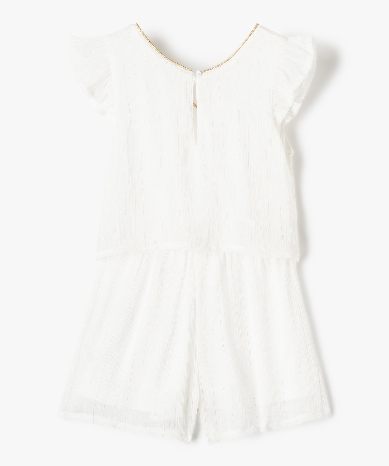 Combishort fille en voile scintillant effet 2-en-1 ecru | GEMO