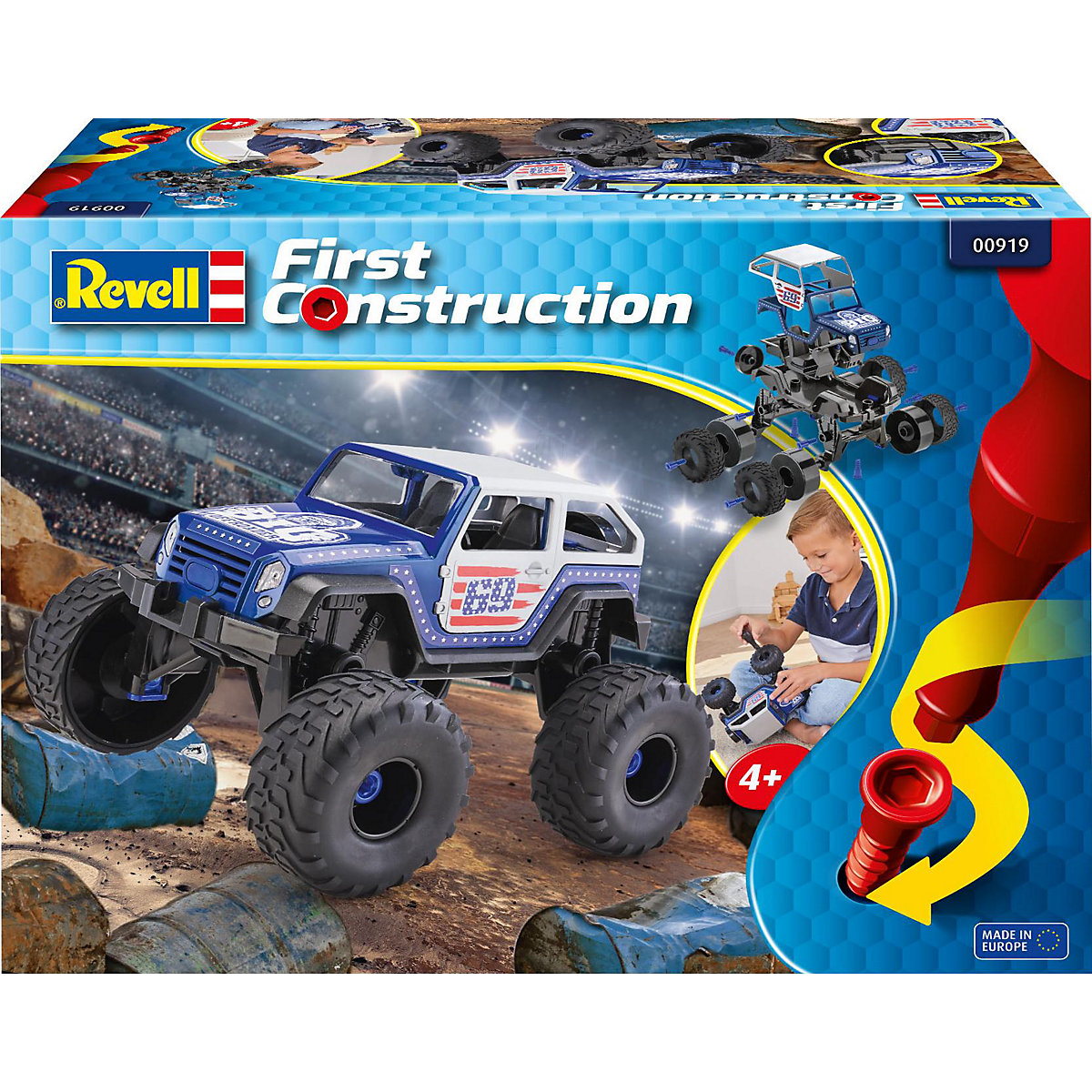 Monster Truck, Revell First Construction, Bausatz für Kinder ab 4 im Maßstab 1:20, 45 Teile, 21,5 cm