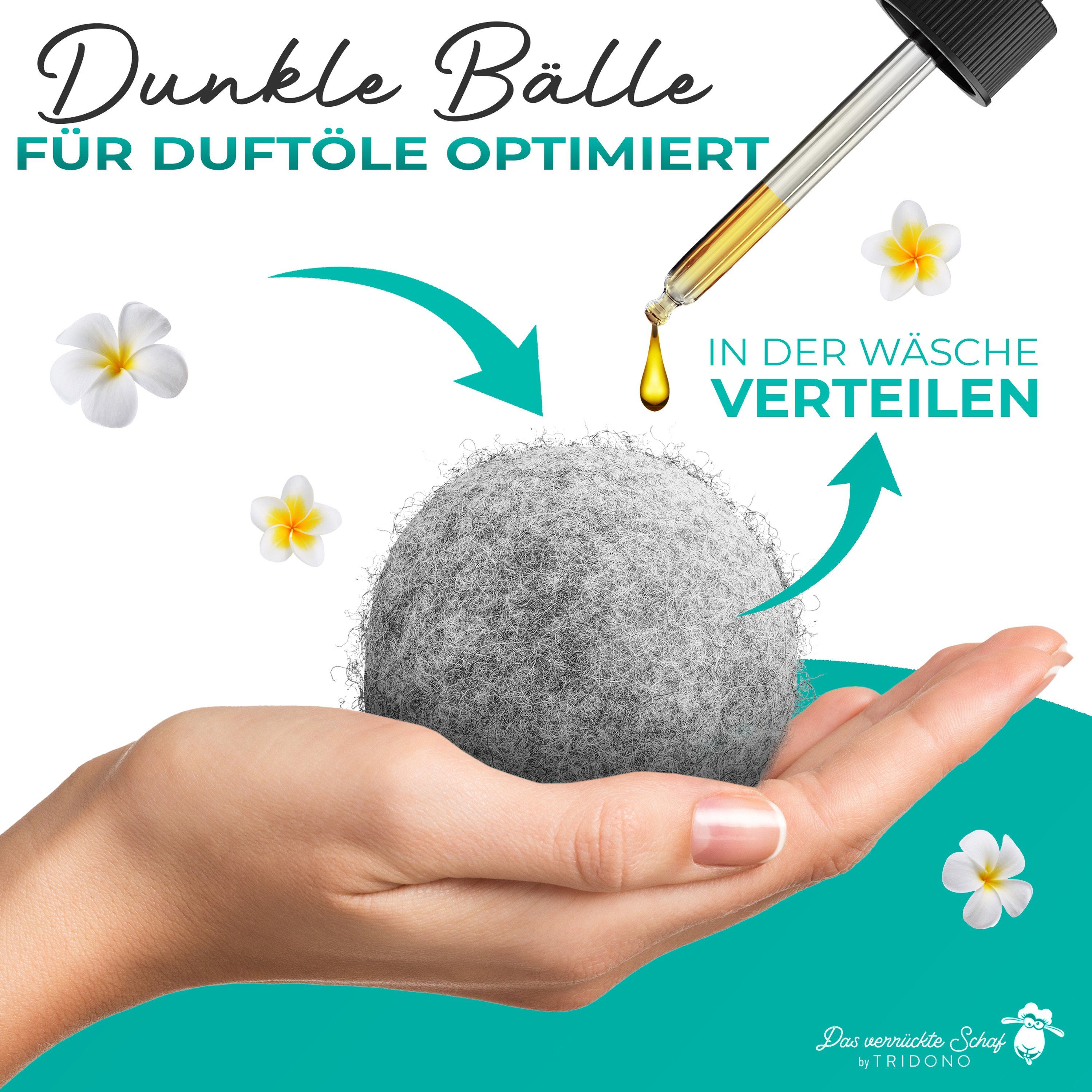 Tridono Trocknerball Das Verrückte Schaf Trocknerbälle Nachhaltige Dryer Balls für Wäschetrockner 6er Set weiße Filzbälle aus 100% Schafwolle mit Aufbewahrungsbox Natürlicher Weichspüler-Ersatz.