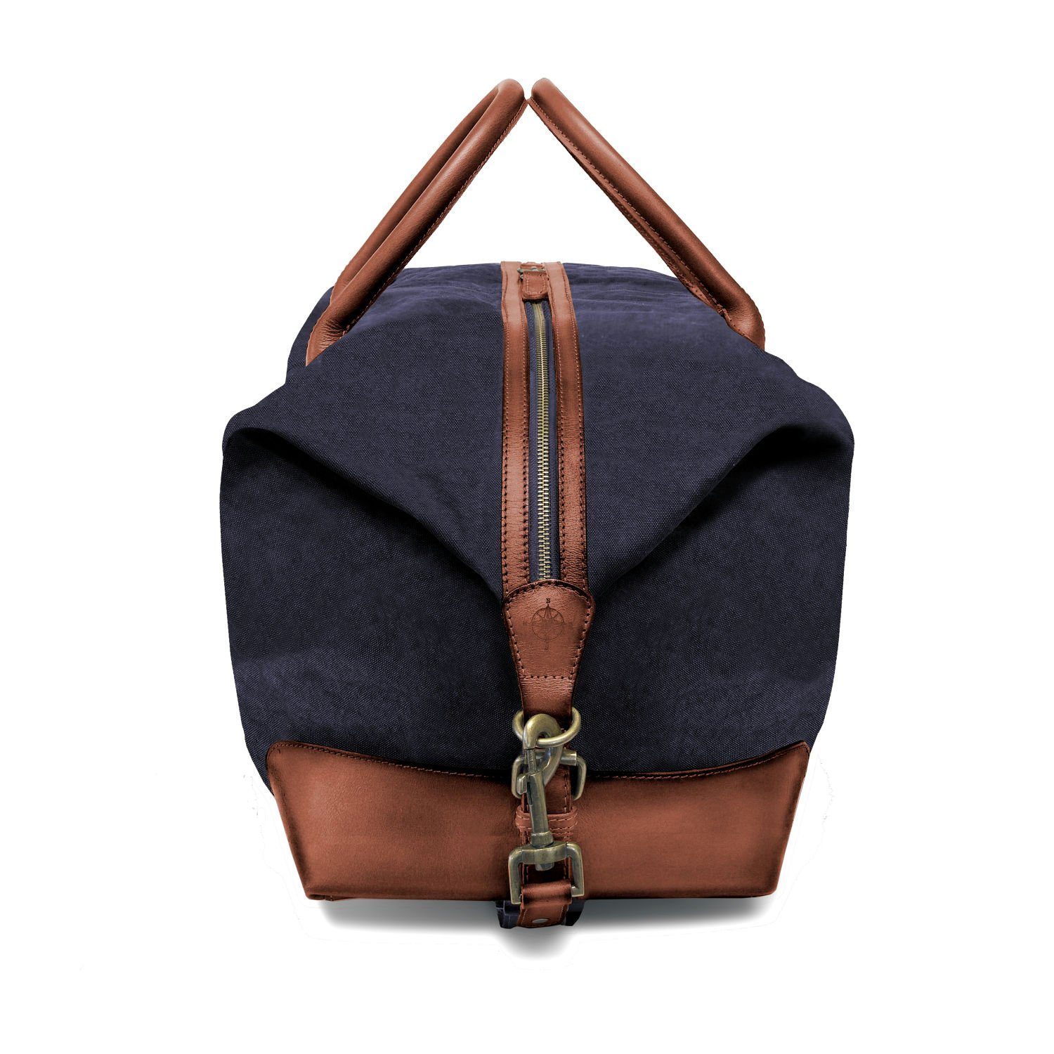 DRAKENSBERG Reisetasche Weekender David (L) Marine-Blau, Herren, Damen, im Vintage-Design, Canvas und Büffelleder, handgemacht