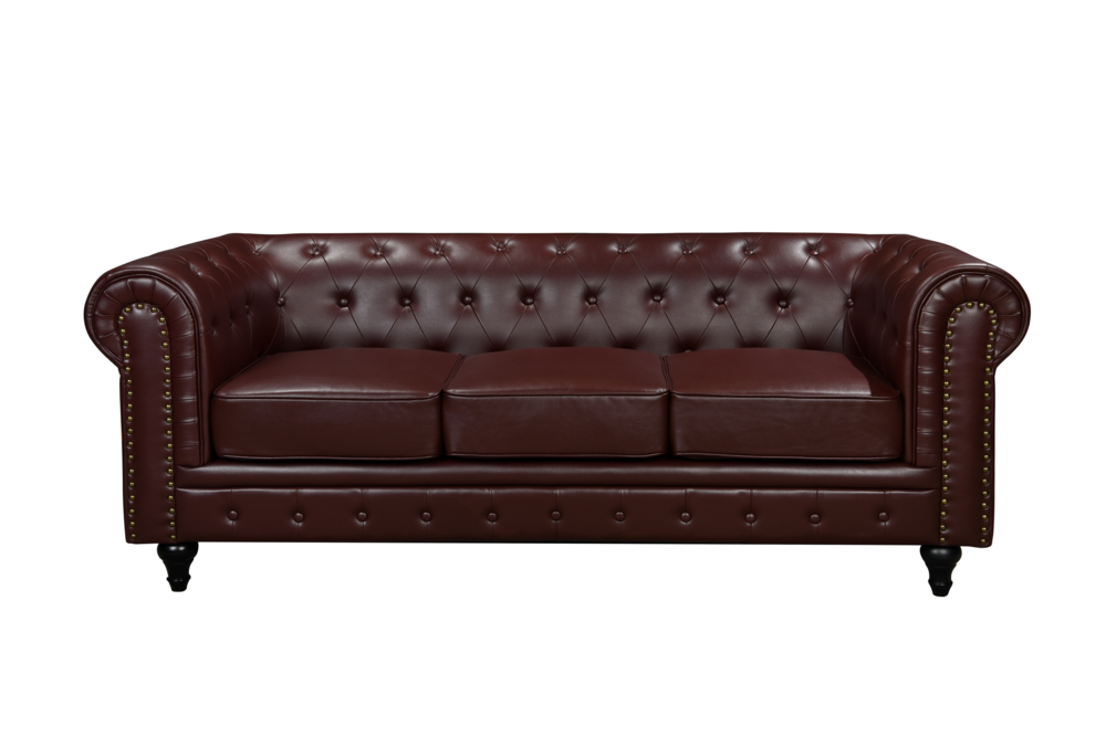 Happy Home Happy Home gepolsteter 3-2-1 Sitzer Sofa-Set HSP107-DRT dunkelrot Lederoptik