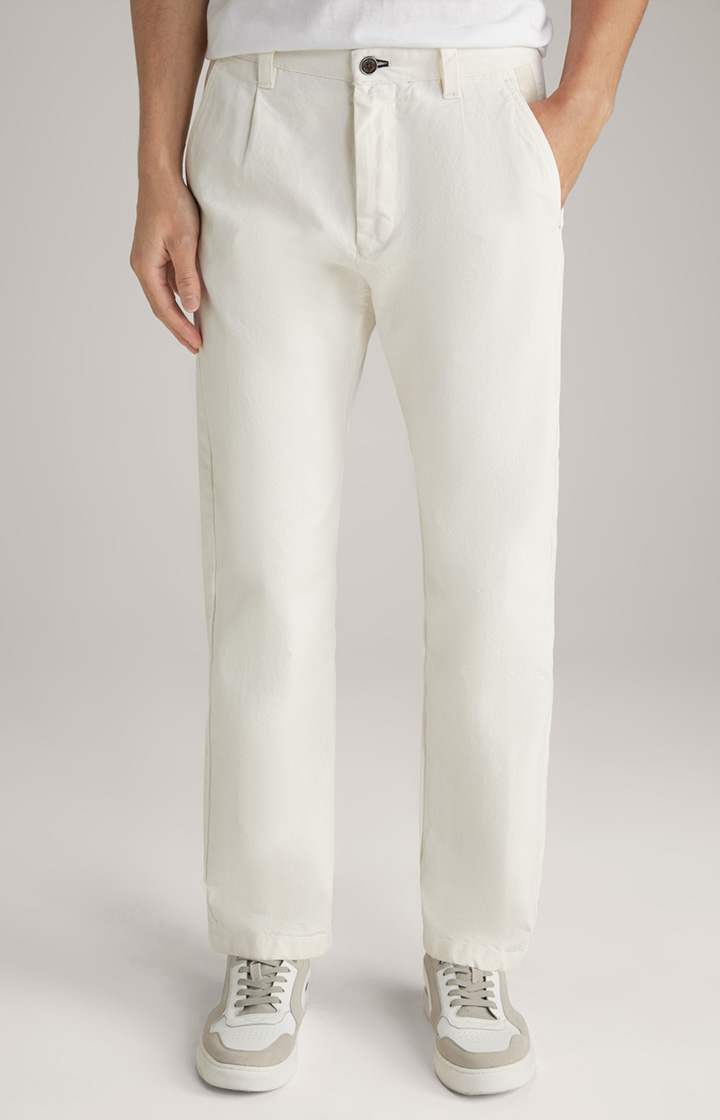 Baumwoll-Chino Len in Offwhite