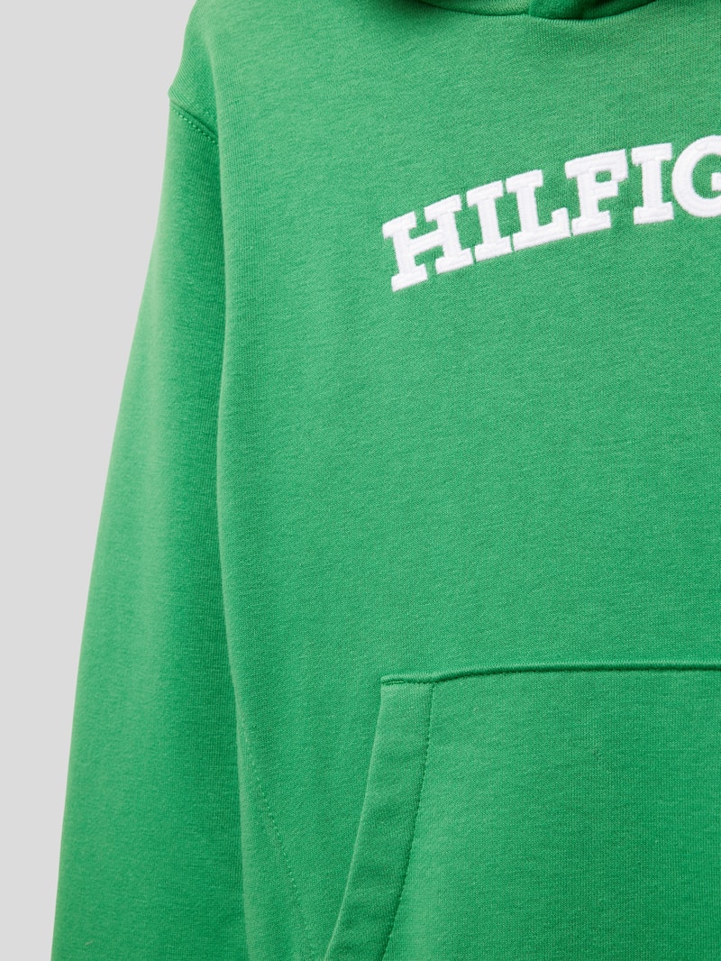 Hoodie mit Label-Stitching Modell 'ARCHED' in grün